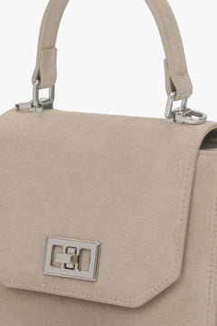 Close-up of soft beige natural velour texture.