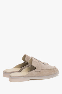 Beige women’s mules Estro made of soft premium Italian natural velour.