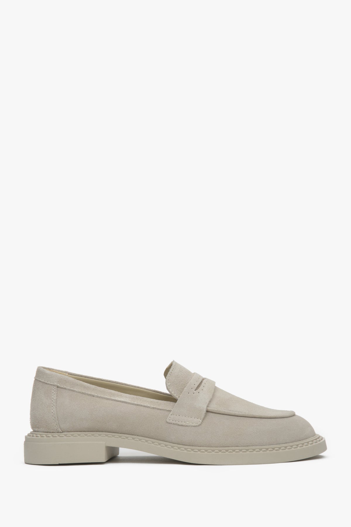 Women's Beige Penny Loafers made of Premium Italian Genuine Velour Estro ER00117127.