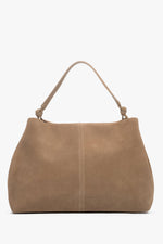 Women’s Beige Shopper Bag in Genuine Velour Estro ER00118912.