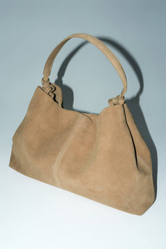 Women’s Beige Shopper Bag in Genuine Velour Estro ER00118912.
