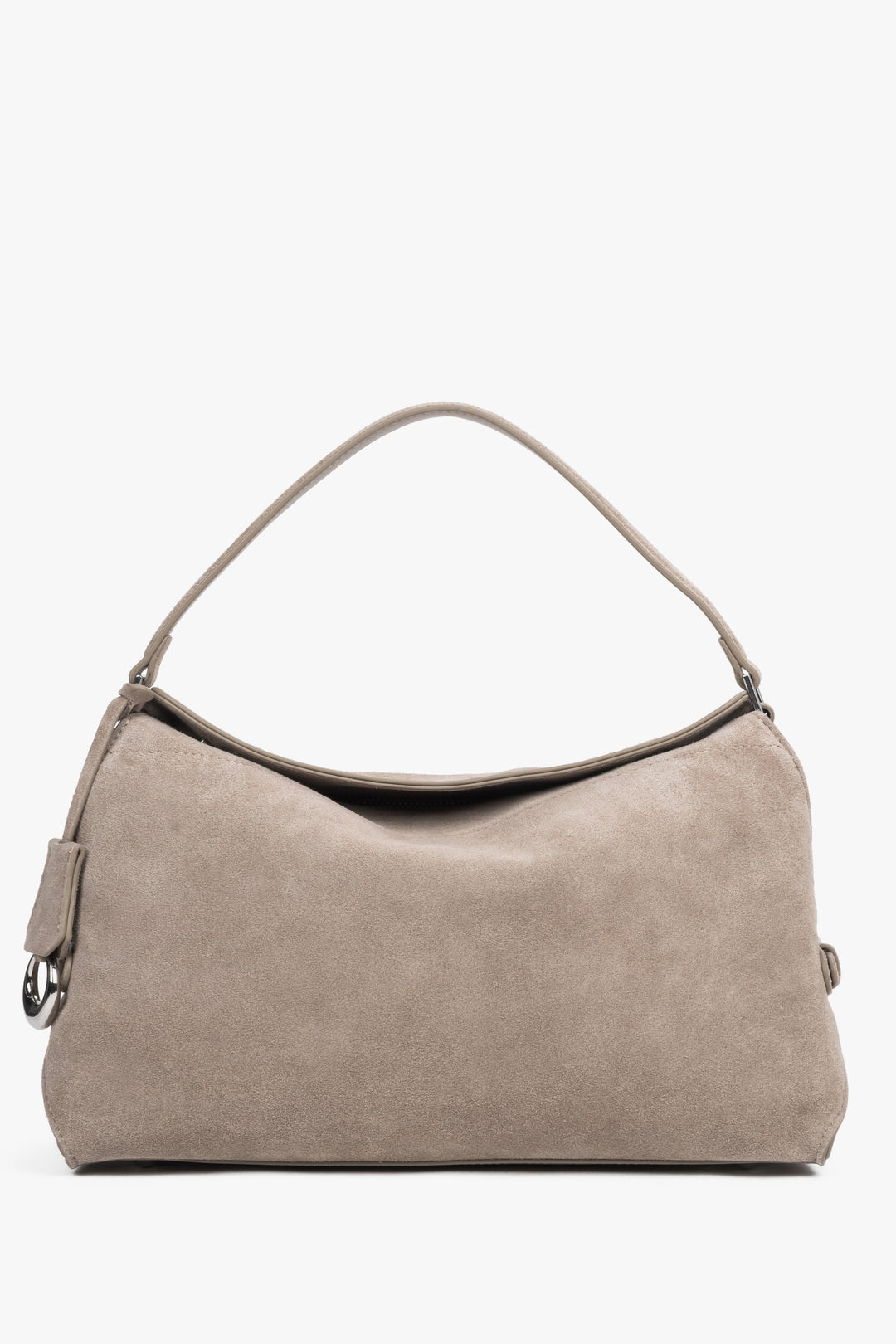 Women’s Beige Shoulder Bag Made of Genuine Velour ER00119787.