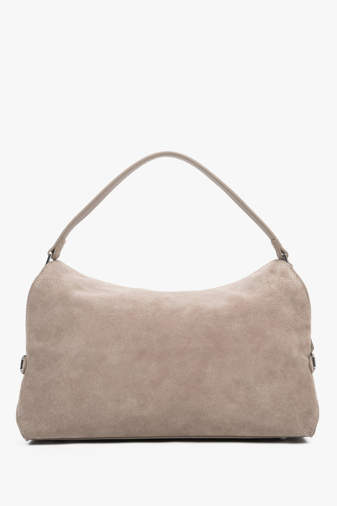 Women’s beige shoulder bag made of genuine velour by Estro.