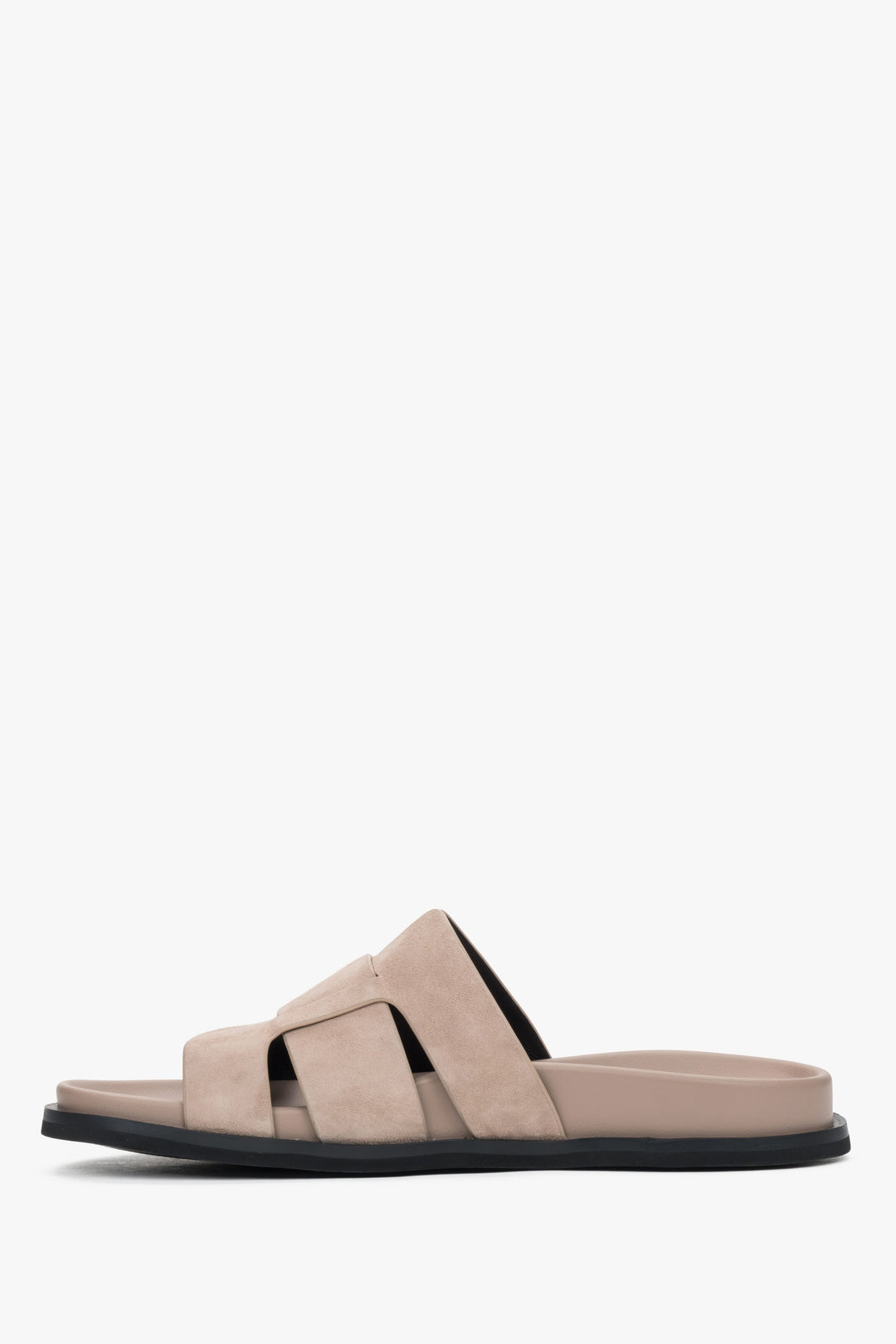 Women’s beige velour slide sandals Estro.