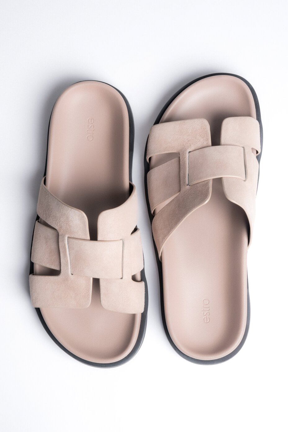 Women's Beige Slide Sandals in Genuine Velour Estro ER00119364