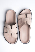 Women's Beige Slide Sandals in Genuine Velour Estro ER00119364