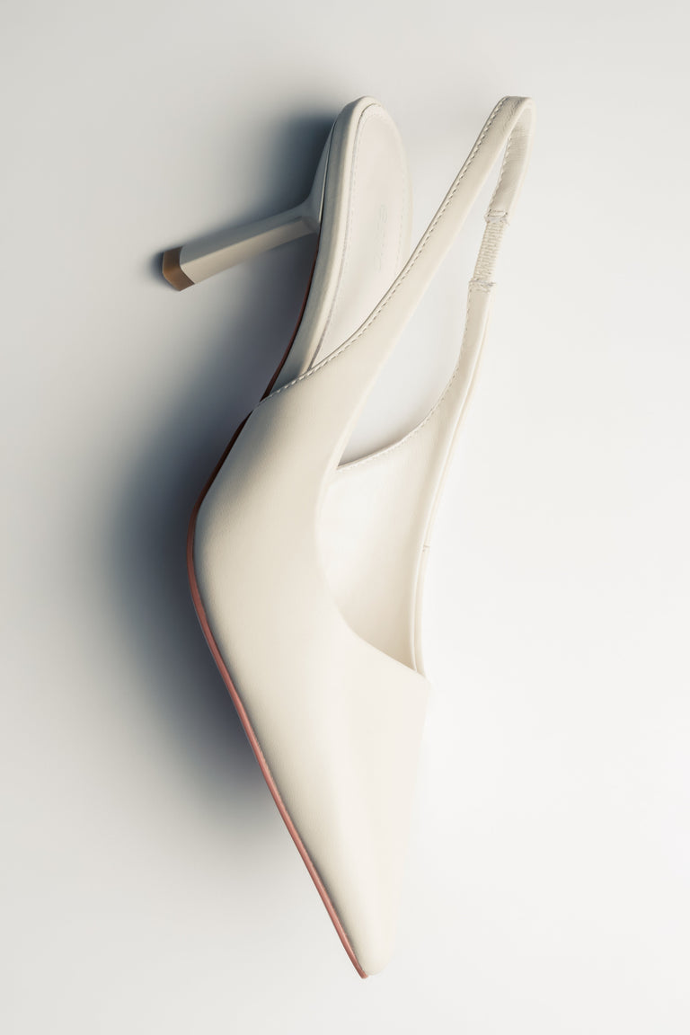 Women's Light Beige Leather Slingback High Heel Pumps Estro ER00116973.