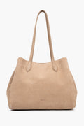 Women’s Beige Tote Shoulder Bag in Genuine Velour Estro ER00119889.