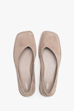Women's beige velour barefoot ballet flats with square toe by Estro