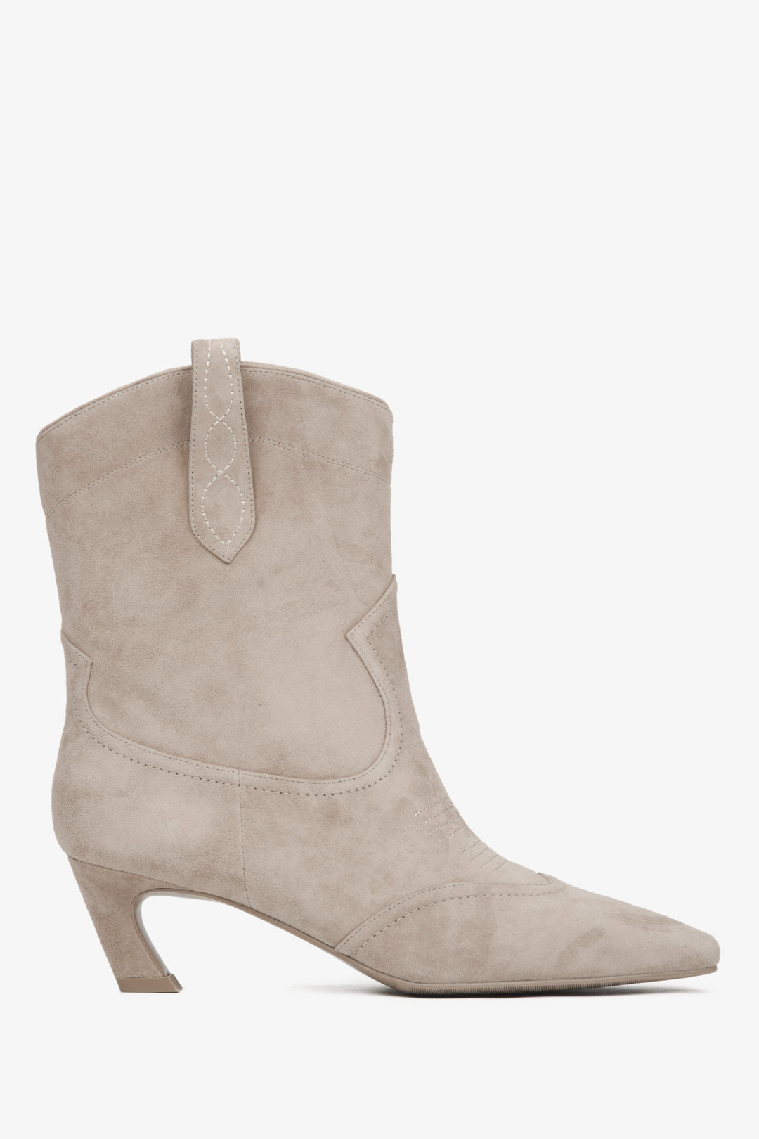 Women's Beige Velour Cowboy Boots Estro ER00116174