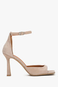 Women’s Beige Velour Kitten Heel Sandals Estro ER00119818.