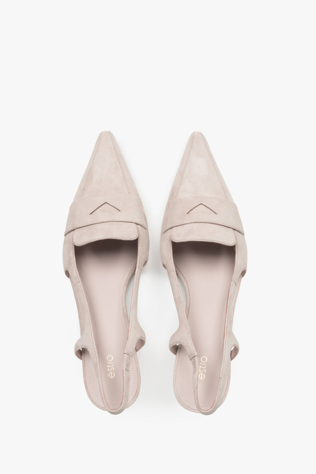 Elegant beige velour slingbacks for women featuring a comfortable kitten heel, from Estro.