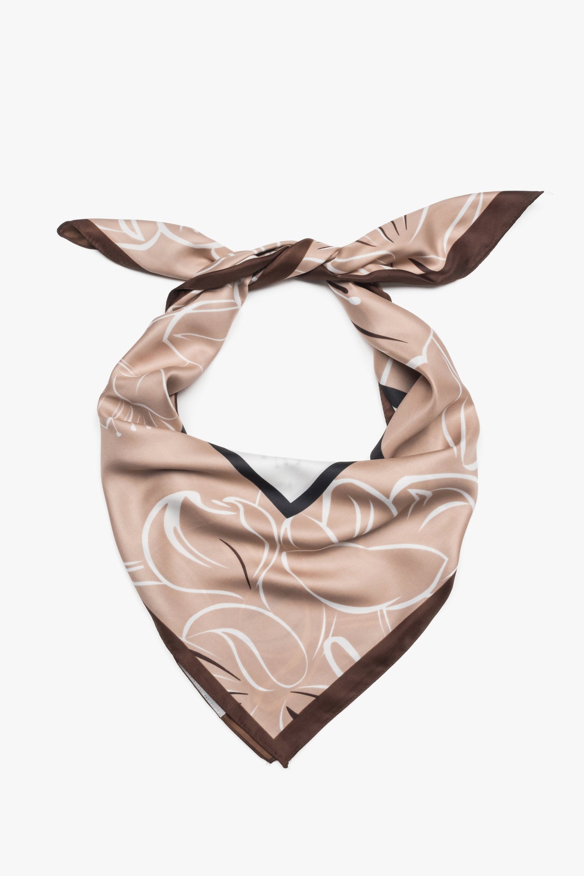 Women's Beige, White and Brown Floral Pattern Neckerchief Estro ER00118512.