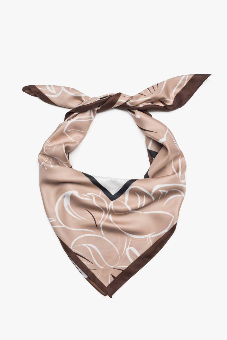 Women's Beige, White and Brown Floral Pattern Neckerchief Estro ER00118512.