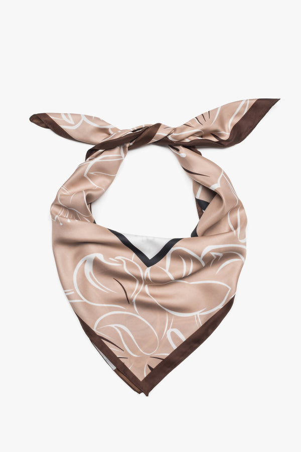 Women's Beige, White and Brown Floral Pattern Neckerchief Estro ER00118512.