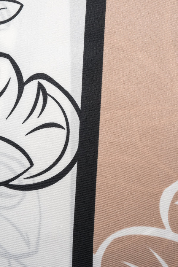 Women's beige, white and brown floral pattern neckerchief Estro.