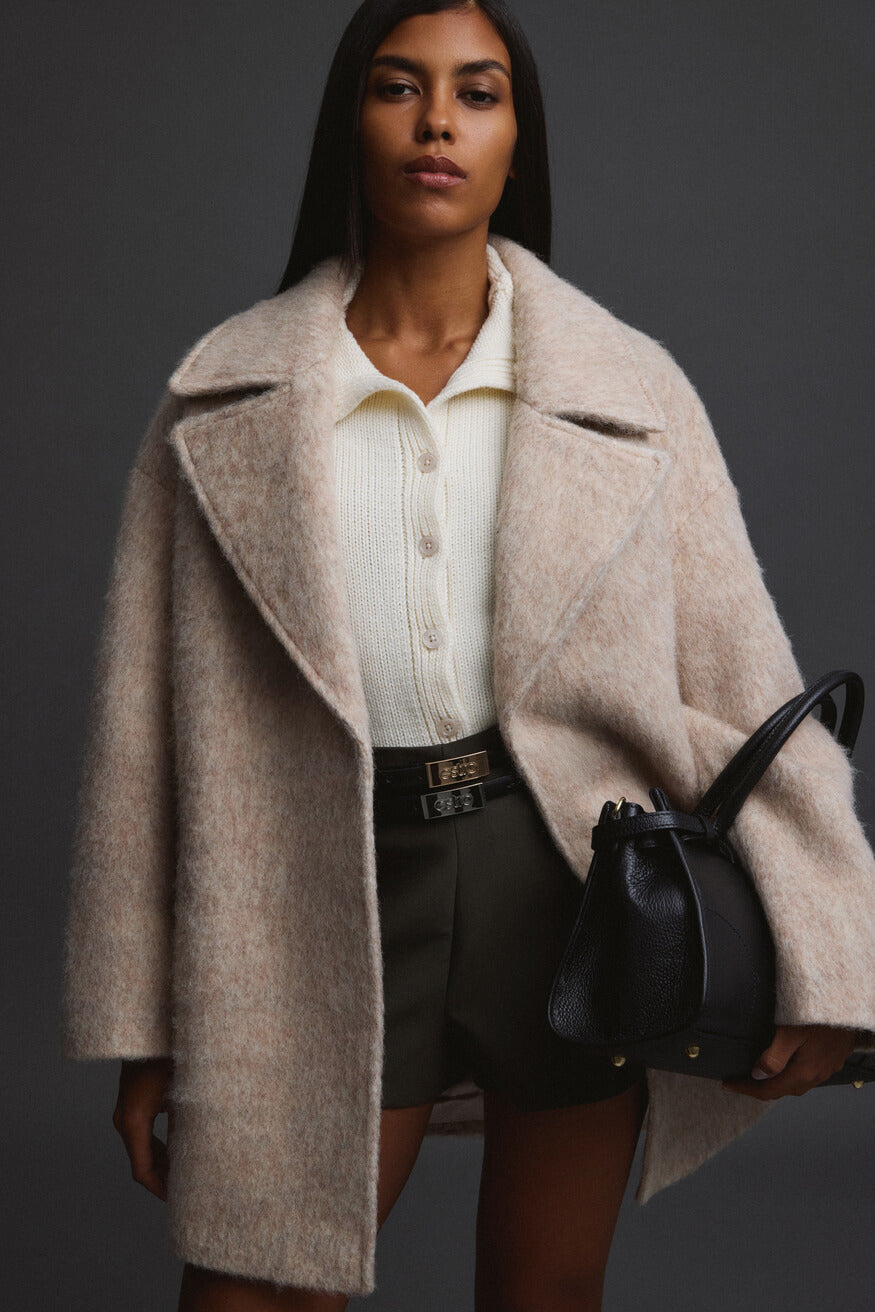 Women's wool blend melange trench coat.