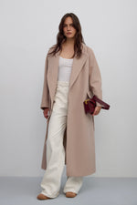 Women’s Beige Wool-Blend Coat with Wide Collar Estro ER00117902.