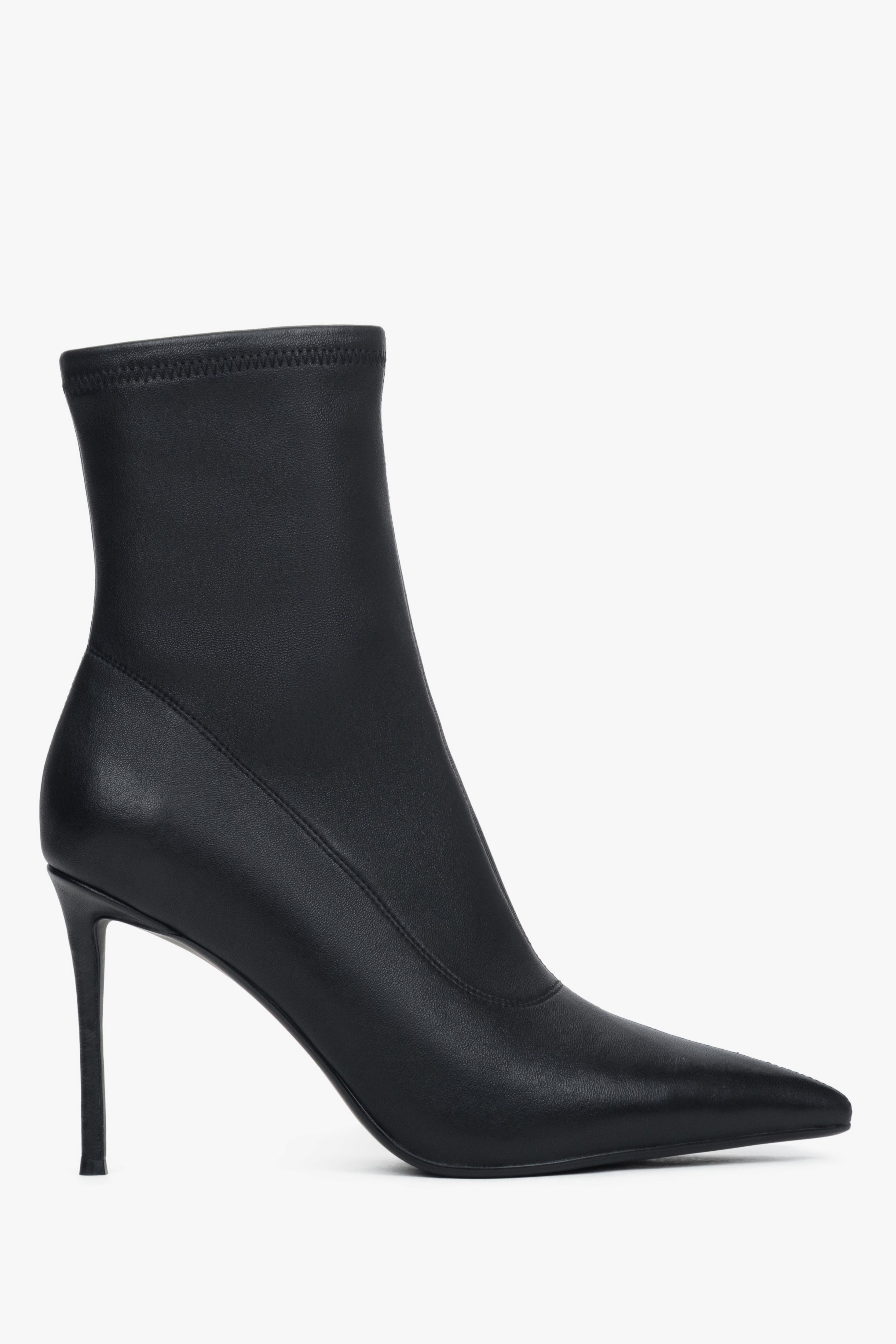 Women’s Black Ankle Boots with an Elastic Shaft on a High Stiletto Heel Estro ER00118401.