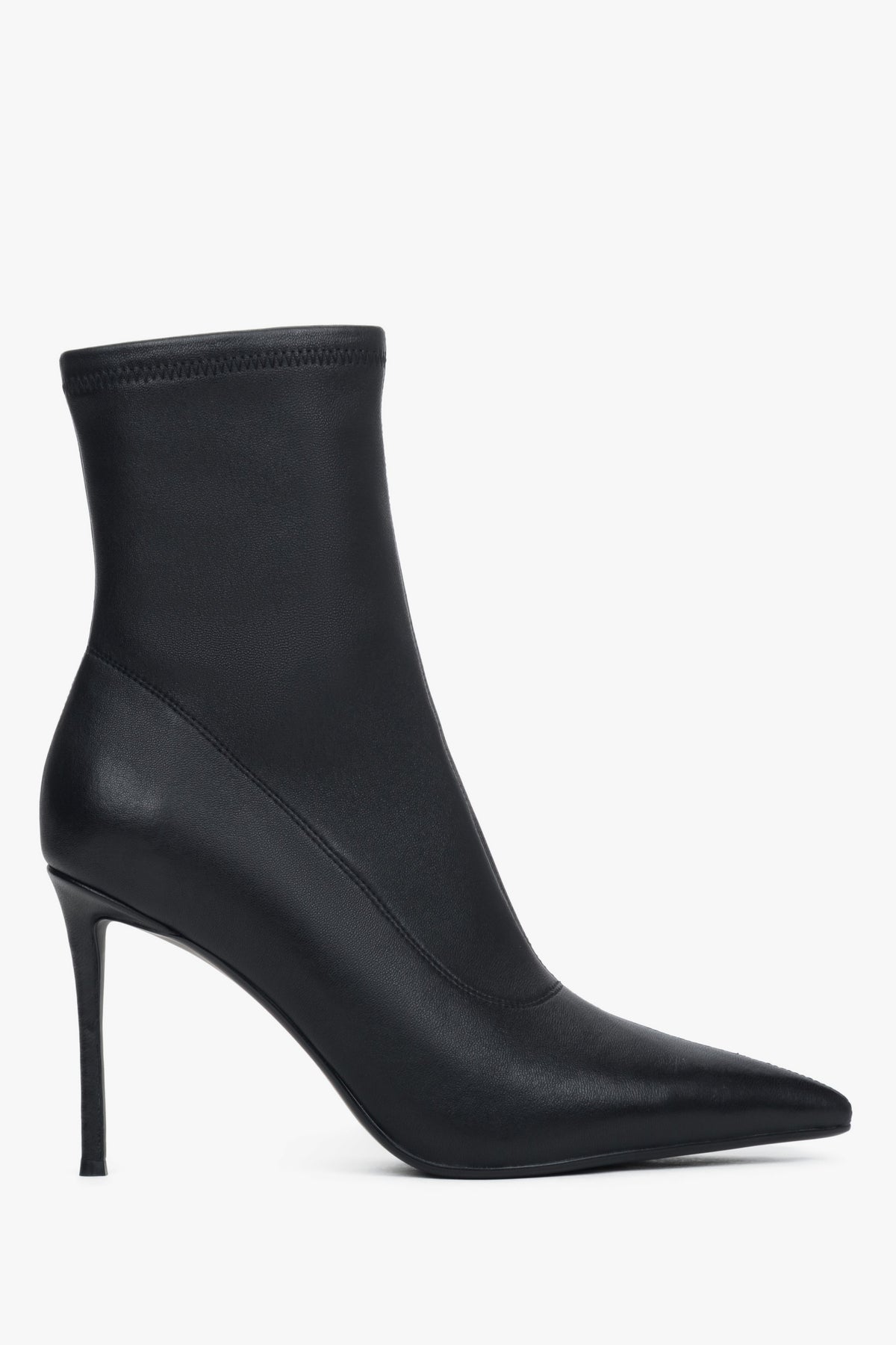 Women’s Black Ankle Boots with an Elastic Shaft on a High Stiletto Heel Estro ER00118401.