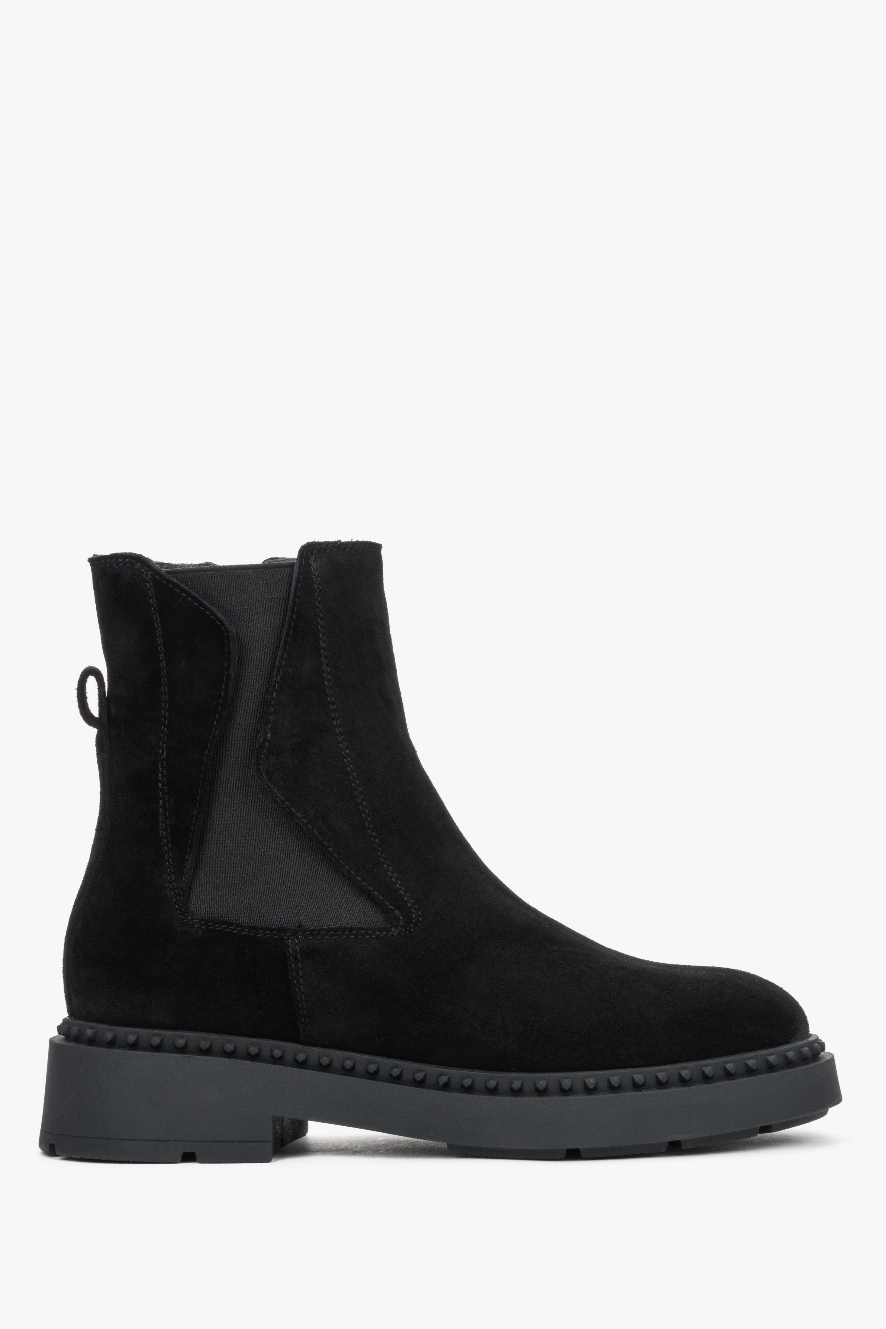 Elegant Estro women's ankle boots with a decorative strap, made of black Italian velour.