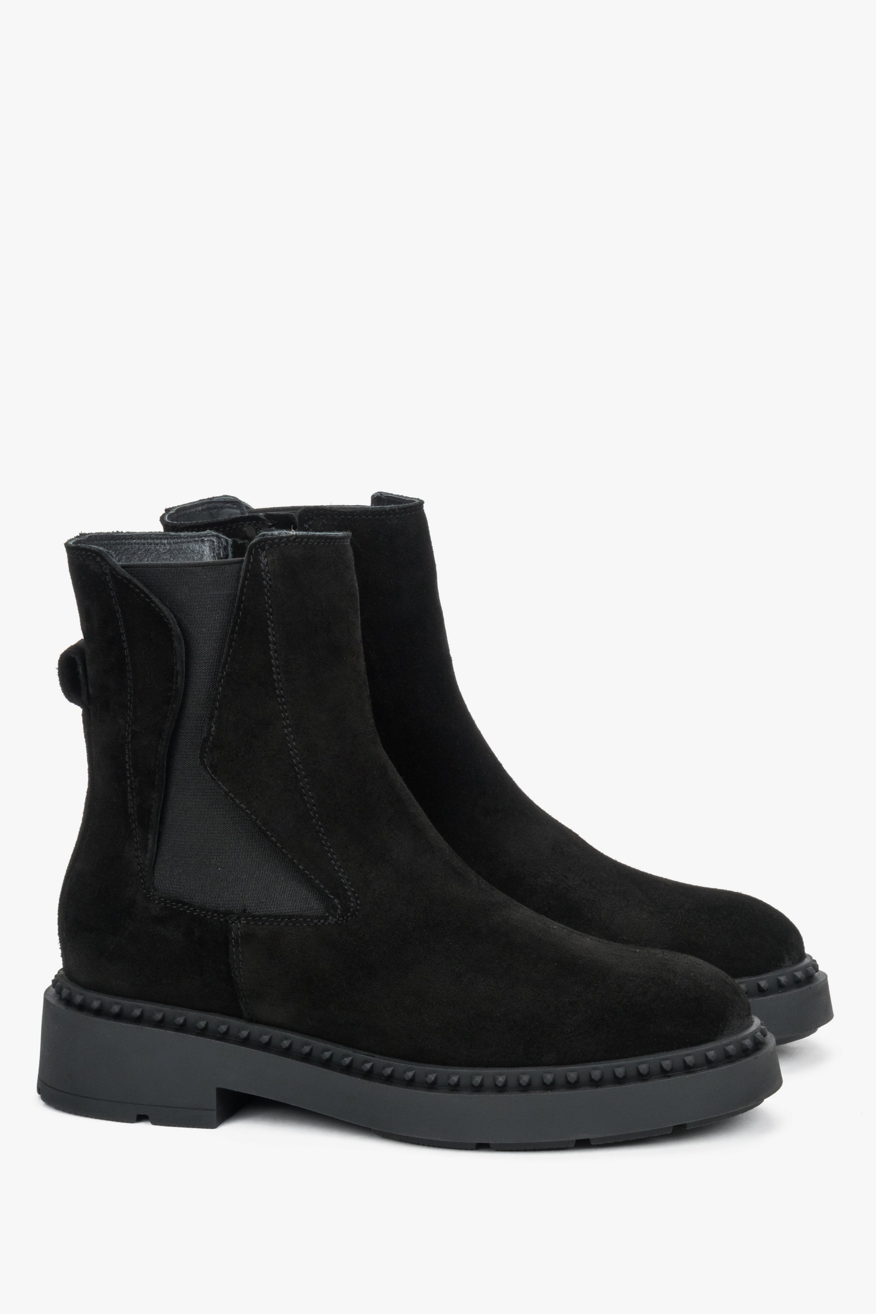 Elegant Estro women's ankle boots with a decorative strap, made of black Italian velour.
