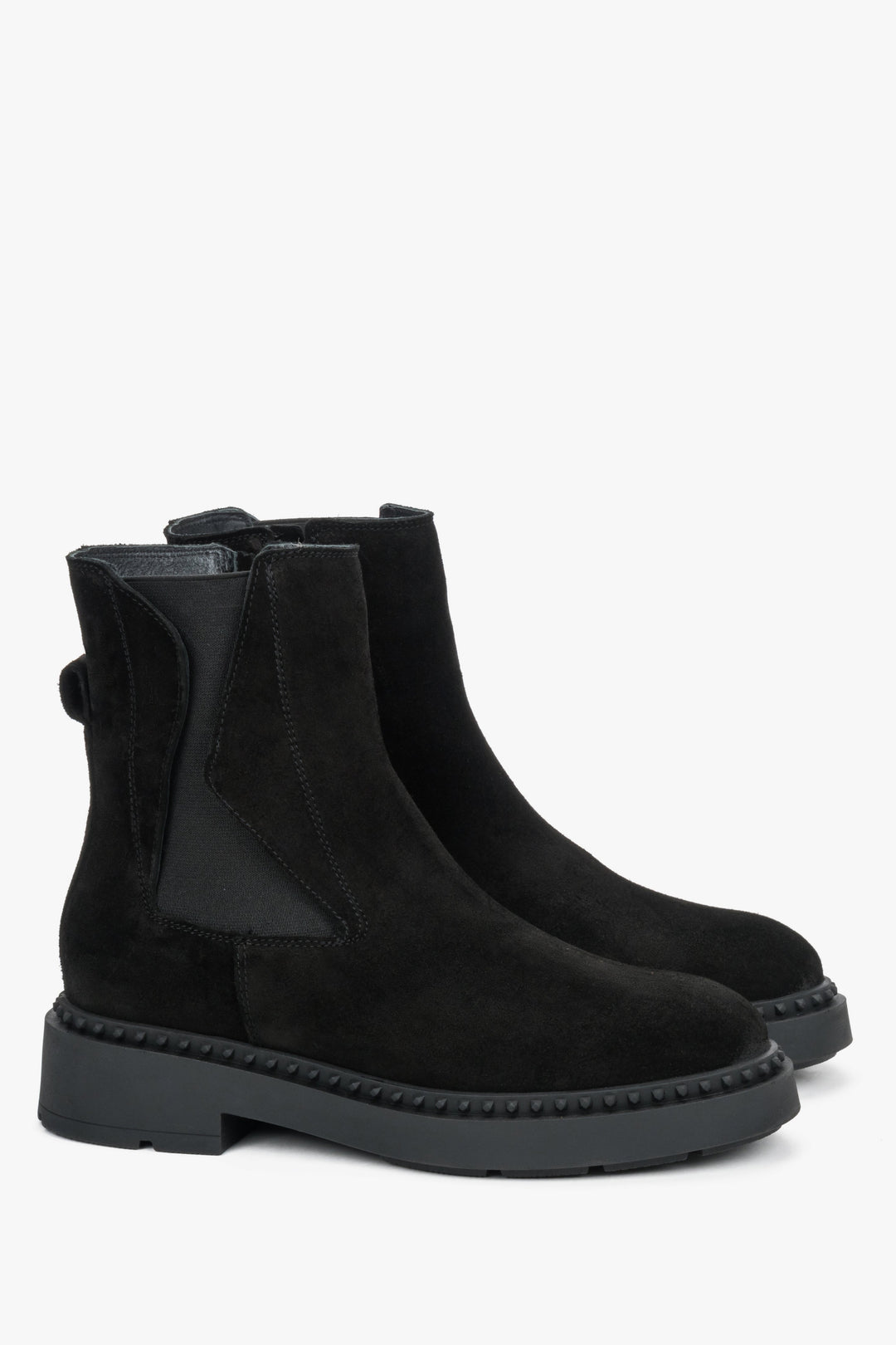 Elegant Estro women's ankle boots with a decorative strap, made of black Italian velour.