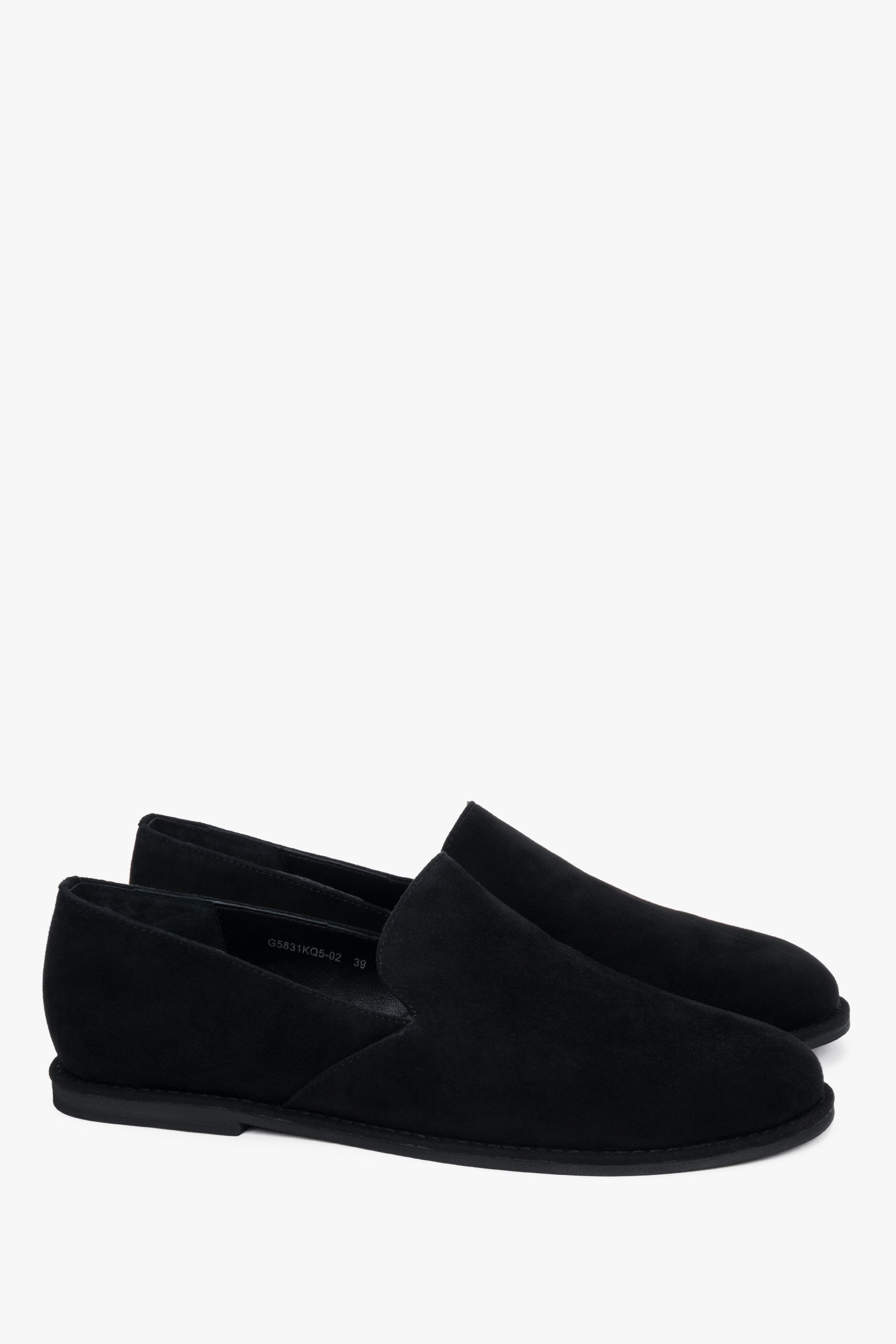 Women's Black Barefoot Loafers made of Soft Natural Velour Estro ER00120498