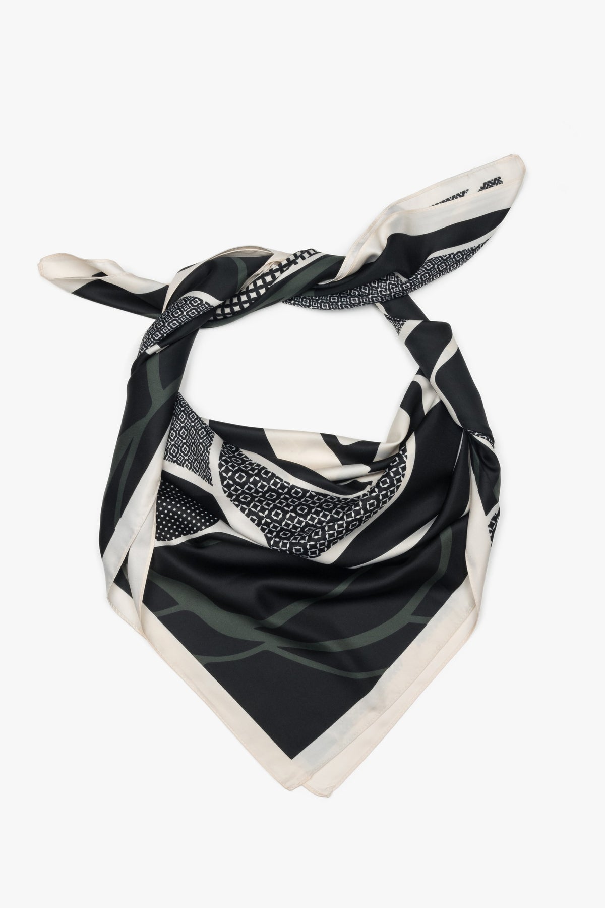 Women's Black & Beige Floral Pattern Neckerchief Estro ER00118573.