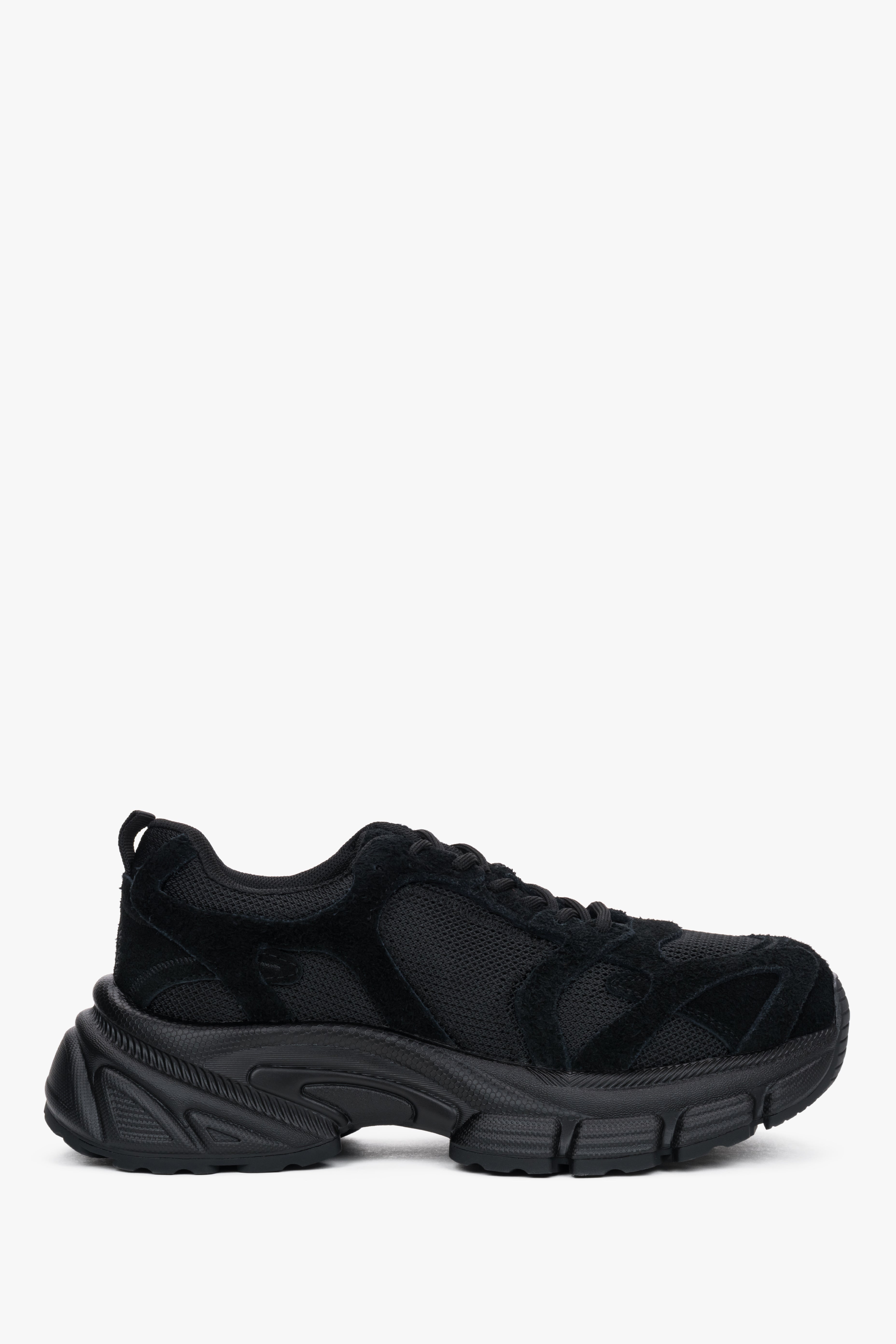 Women's Black Chunky Sole Sneakers in Genuine Velour and Textile ES8 ER00120358.
