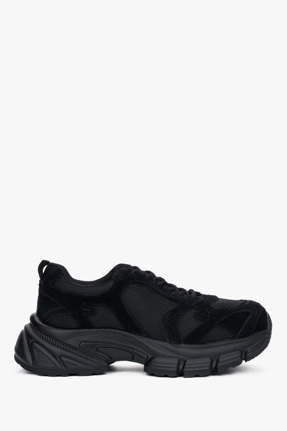 Women's Black Chunky Sole Sneakers in Genuine Velour and Textile ES8 ER00120358.