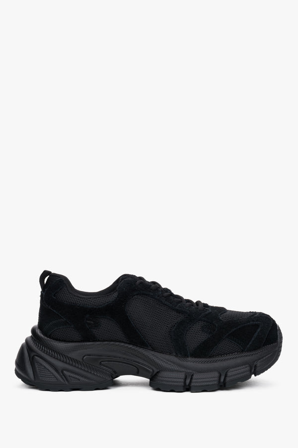 Women's Black Chunky Sole Sneakers in Genuine Velour and Textile ES8 ER00120358.