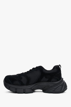 Women's platform sneakers, black, made of natural velour and breathable mesh, ES8.