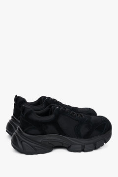 Women's black sneakers ES8, on a platform, made of natural velour and breathable mesh.
