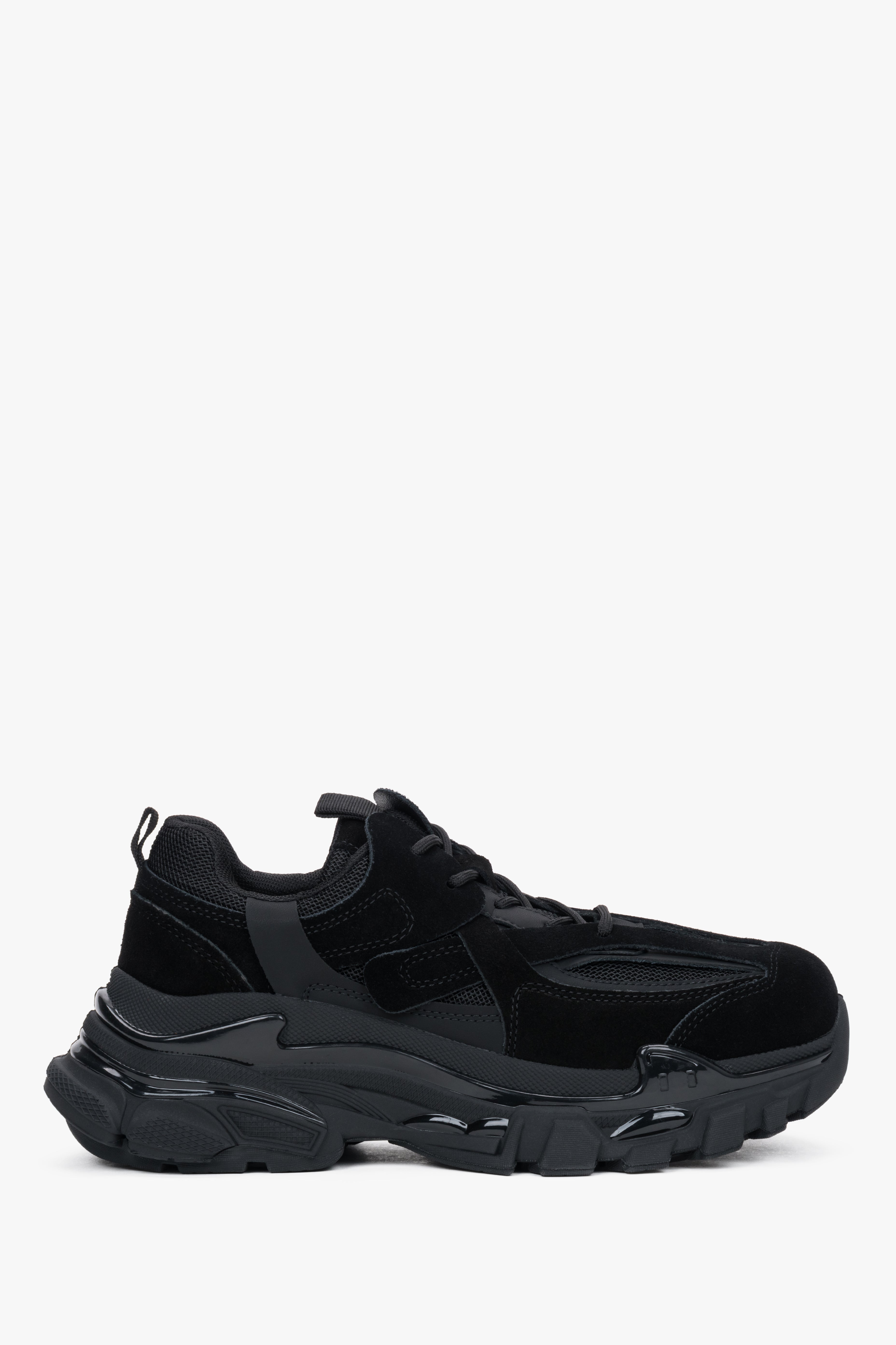 Women's Black Velour and Textile Low-Top Chunky Platform Sneakers ES8 ER00120357.
