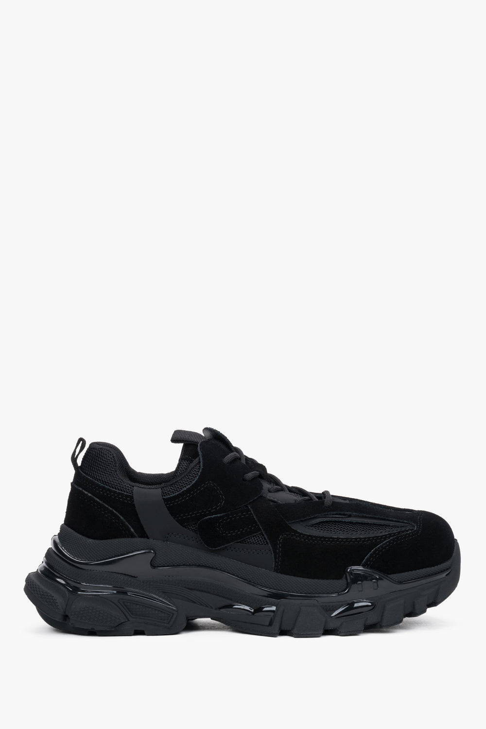Women's Black Velour and Textile Low-Top Chunky Platform Sneakers ES8 ER00120357.