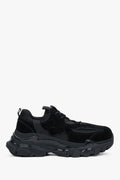 Women's Black Velour and Textile Low-Top Chunky Platform Sneakers ES8 ER00120357.