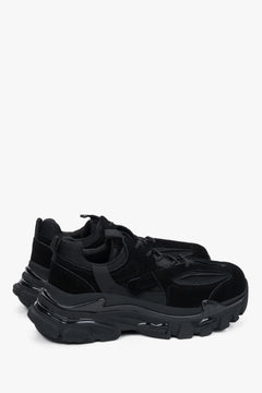 Black women's platform sneakers, natural velour and textile ES8.
