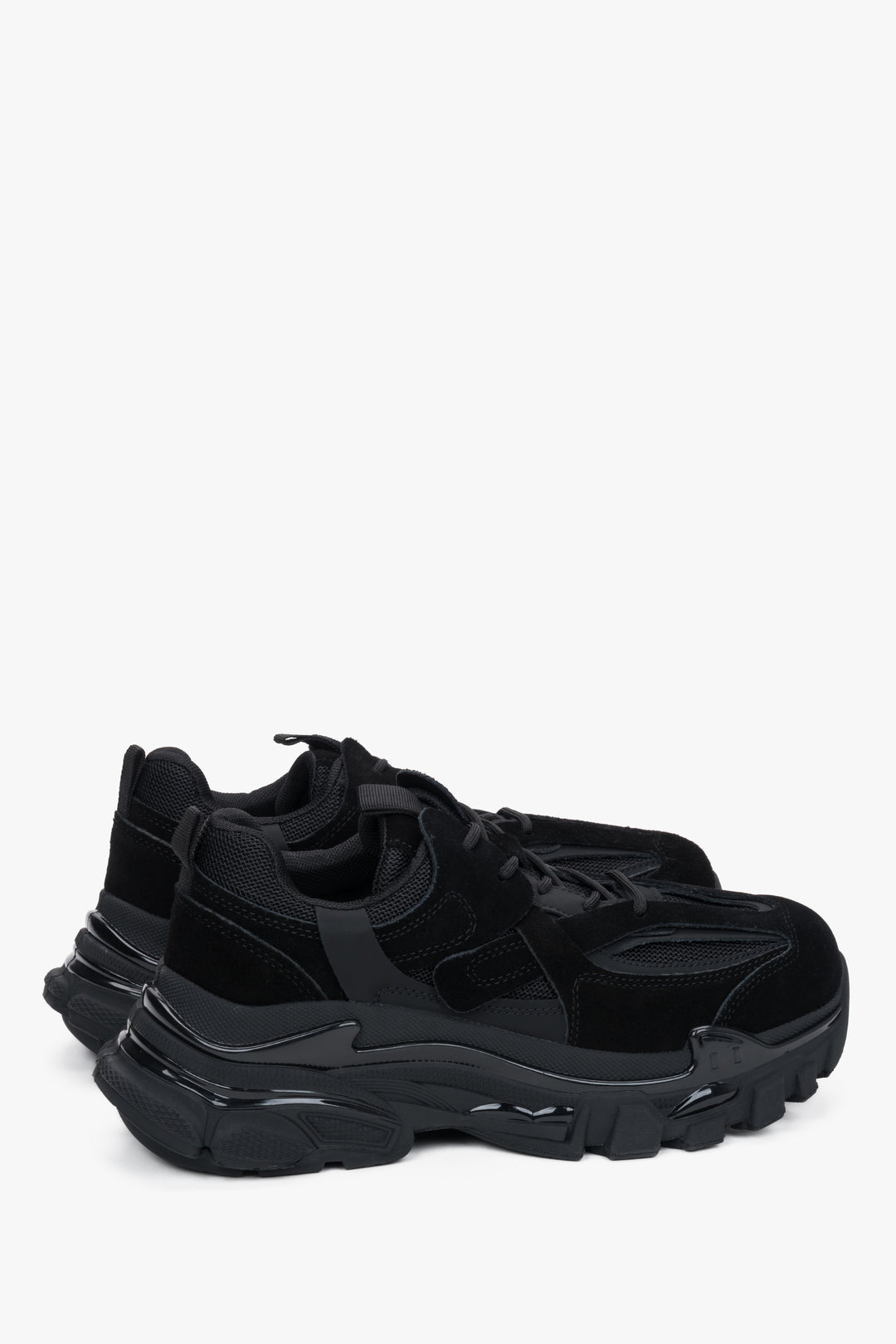 Black women's platform sneakers, natural velour and textile ES8.