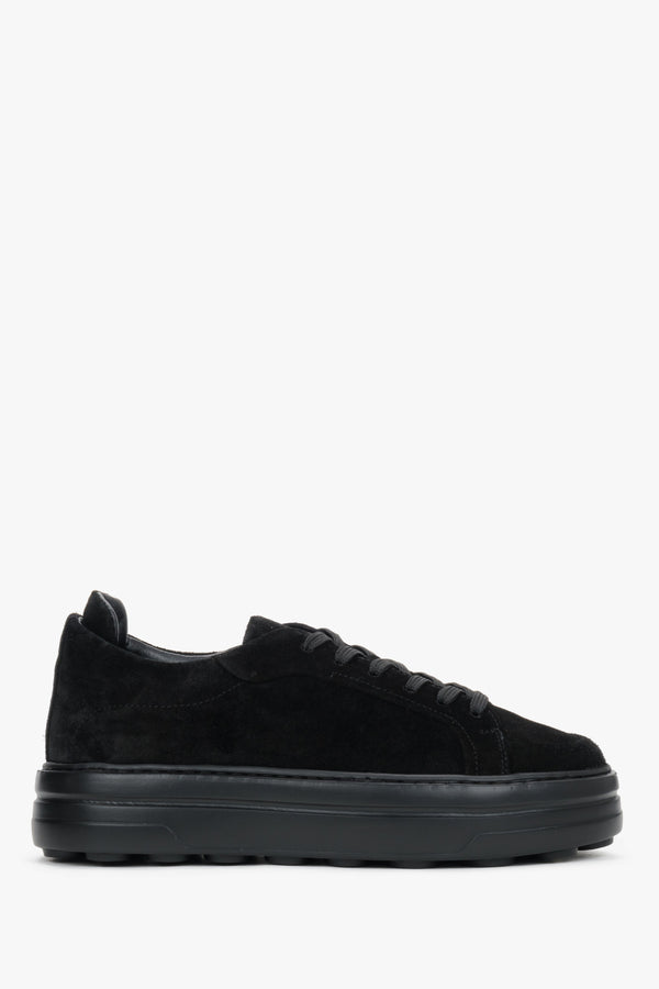 Women's Black Chunky Sole Sneakers made of Genuine Italian Premium Velour Estro ER00120565.
