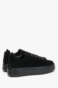 Stylish Estro women's black platform sneakers made of premium Italian suede.