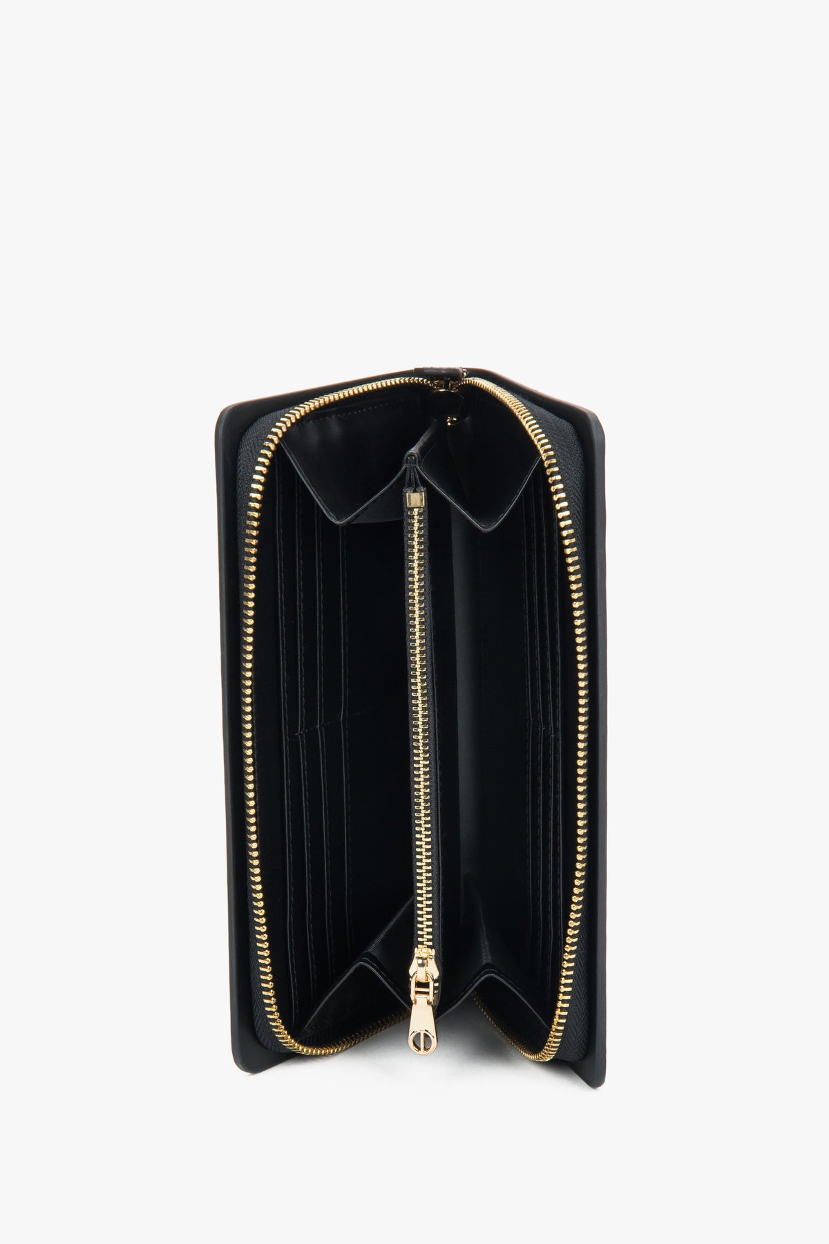 Black Women's Continental Zipper Wallet in Genuine Leather.