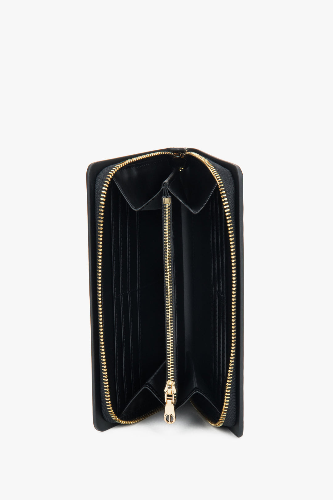 Black Women's Continental Zipper Wallet in Genuine Leather.