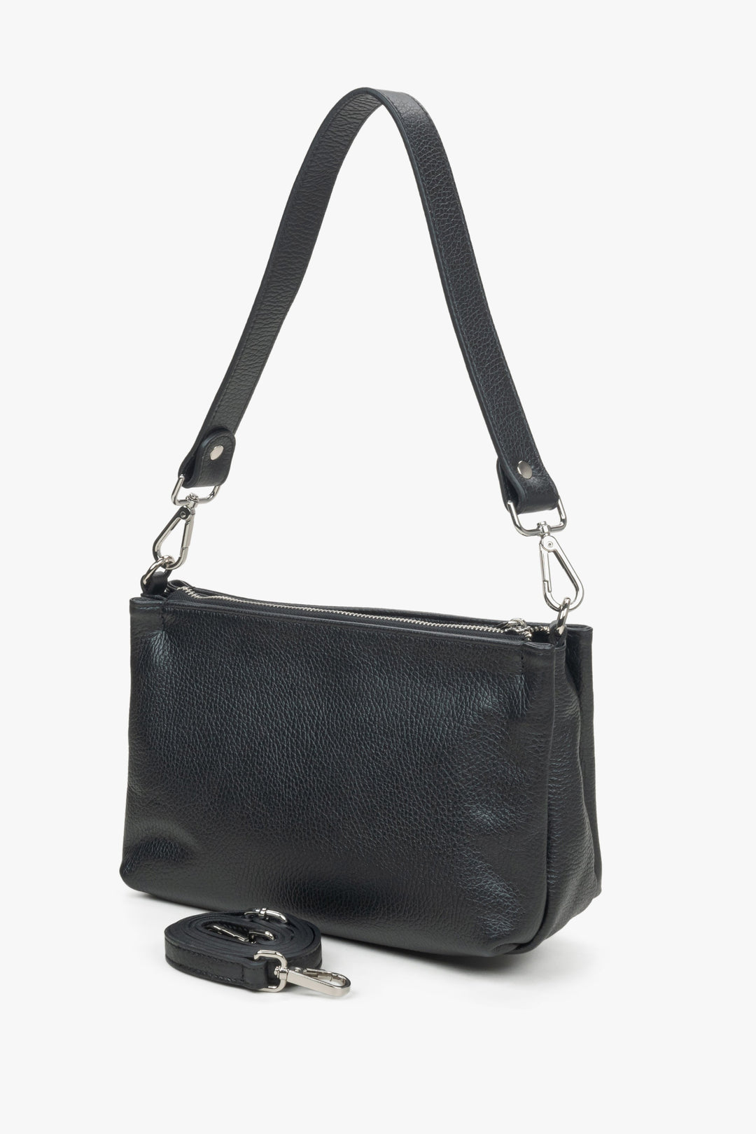 Women's Black Crossbody Bag Crafted from Premium Italian Leather by Estro.