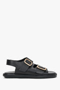 Women’s Black Flat Sandals with Adjustable Gold Buckles Estro ER00119576.