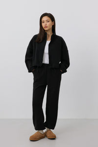 Women's Black Fleece Tracksuit Set Estro ER00118830.