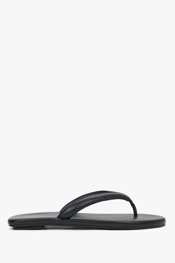 Women’s Black Flip-Flops made of Soft Genuine Leather Estro ER00119396.