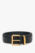 Women's Black Genuine Leather Belt with Gold-Tone Hardware Estro ER00118264.