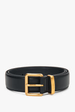 Women's Black Genuine Leather Belt with Gold-Tone Hardware Estro ER00118264.