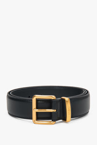 Women's Black Genuine Leather Belt with Gold-Tone Hardware Estro ER00118264.